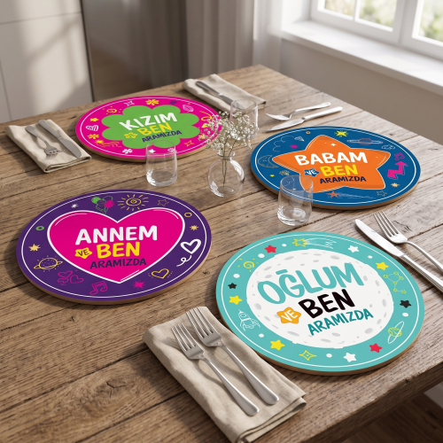 Aramızda 4'lü Supla Seti UV Baskı 30 cm MDF - Halkkitabevi