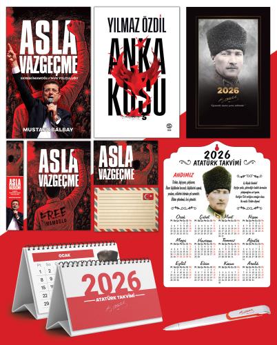 Asla Vazgeçme - Ayraç - Kartpostal - Poster - Anka Kuşu -  2026 Ajanda Komutan - Kalpaklı Ahşap Duvar Takvimi - Masa Takvimi