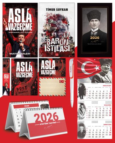 Asla Vazgeçme - Ayraç - Kartpostal - Poster - Baron İstilası -  2026 Ajanda Kalpaklı - Ay Yıldız Duvar Takvimi - Masa Takvimi