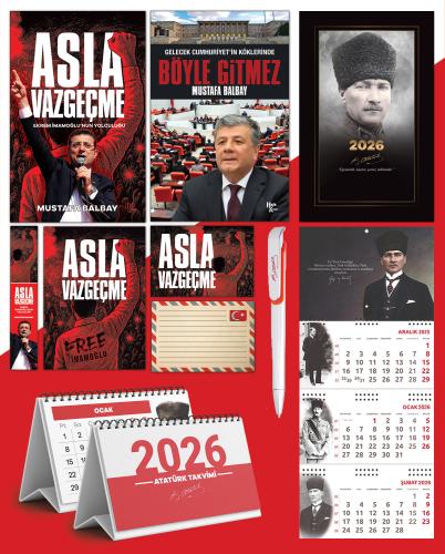 Asla Vazgeçme - Ayraç - Kartpostal - Poster - Böyle Gitmez -  2026 Ajanda Komutan - Gazi Duvar Takvimi - Masa Takvimi