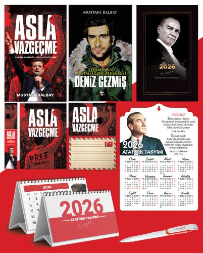 Asla Vazgeçme - Ayraç - Kartpostal - Poster - Deniz Gezmiş -  2026 Ajanda Gazi Paşa - Ayyıldız Ahşap Duvar Takvimi - Masa Takvimi