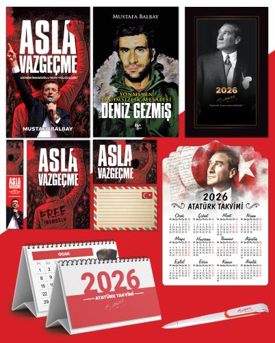 Asla Vazgeçme - Ayraç - Kartpostal - Poster - Deniz Gezmiş -  2026 Ajanda İstikbal - İstikbal Ahşap Duvar Takvimi - Masa Takvimi