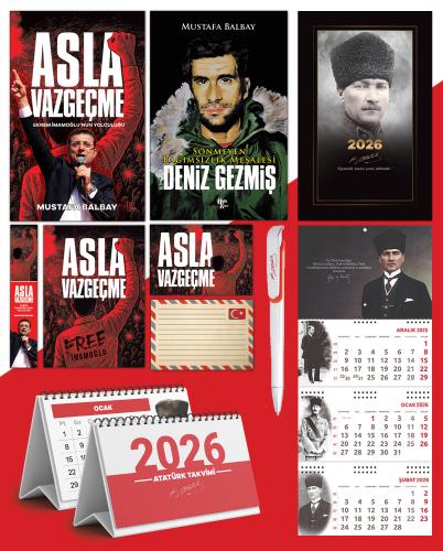 Asla Vazgeçme - Ayraç - Kartpostal - Poster - Deniz Gezmiş -  2026 Ajanda Komutan - Gazi Duvar Takvimi - Masa Takvimi