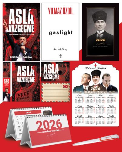Asla Vazgeçme - Ayraç - Kartpostal - Poster - Gaslight -  2026 Ajanda Kalpaklı - Ata Ahşap Duvar Takvimi - Masa Takvimi