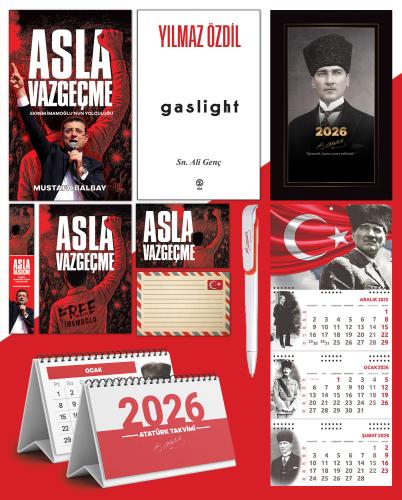 Asla Vazgeçme - Ayraç - Kartpostal - Poster - Gaslight -  2026 Ajanda Kalpaklı - Ay Yıldız Duvar Takvimi - Masa Takvimi