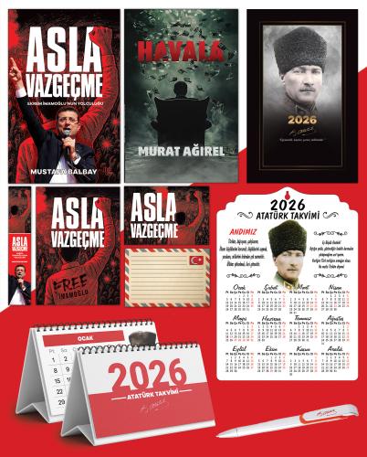 Asla Vazgeçme - Ayraç - Kartpostal - Poster - Havala -  2026 Ajanda Komutan - Kalpaklı Ahşap Duvar Takvimi - Masa Takvimi