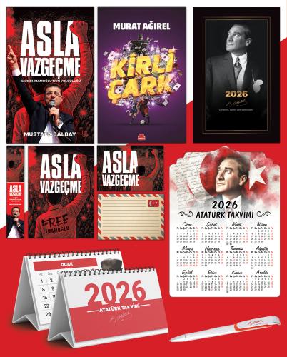 Asla Vazgeçme - Ayraç - Kartpostal - Poster - Kirli Çark -  2026 Ajanda İstikbal - İstikbal Ahşap Duvar Takvimi - Masa Takvimi