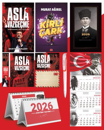Asla Vazgeçme - Ayraç - Kartpostal - Poster - Kirli çark -  2026 Ajanda Kalpaklı - Ay Yıldız Duvar Takvimi - Masa Takvimi