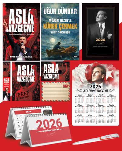 Asla Vazgeçme - Ayraç - Kartpostal - Poster - Müjdat Gezenle Kürek Çekmek -  2026 Ajanda İstikbal - İstikbal Ahşap Duvar Takvimi - Masa Takvimi