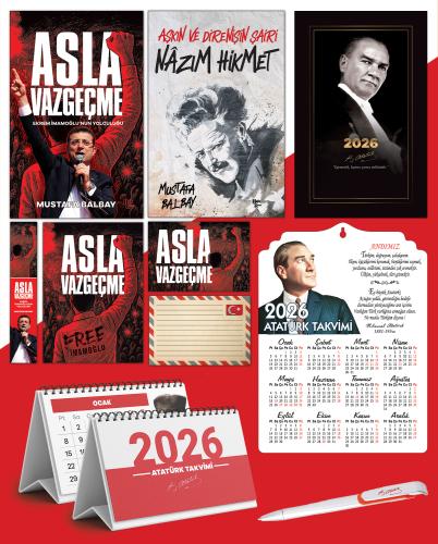 Asla Vazgeçme - Ayraç - Kartpostal - Poster - Nazım Hikmet -  2026 Ajanda Gazi Paşa - Ayyıldız Ahşap Duvar Takvimi - Masa Takvimi