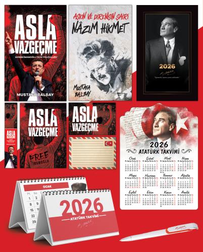 Asla Vazgeçme - Ayraç - Kartpostal - Poster - Nazım Hikmet -  2026 Ajanda İstikbal - İstikbal Ahşap Duvar Takvimi - Masa Takvimi
