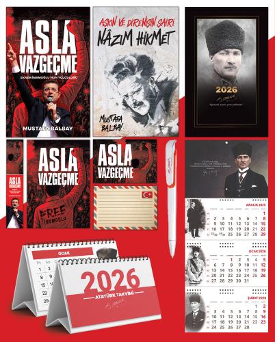 Asla Vazgeçme - Ayraç - Kartpostal - Poster - Nazım Hikmet -  2026 Ajanda Komutan - Gazi Duvar Takvimi - Masa Takvimi