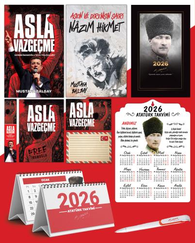 Asla Vazgeçme - Ayraç - Kartpostal - Poster - Nazım Hikmet -  2026 Ajanda Komutan - Kalpaklı Ahşap Duvar Takvimi - Masa Takvimi