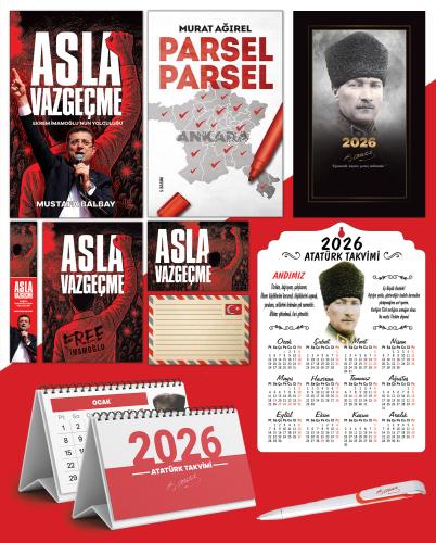 Asla Vazgeçme - Ayraç - Kartpostal - Poster - Parsel Parsel -  2026 Ajanda Komutan - Kalpaklı Ahşap Duvar Takvimi - Masa Takvimi
