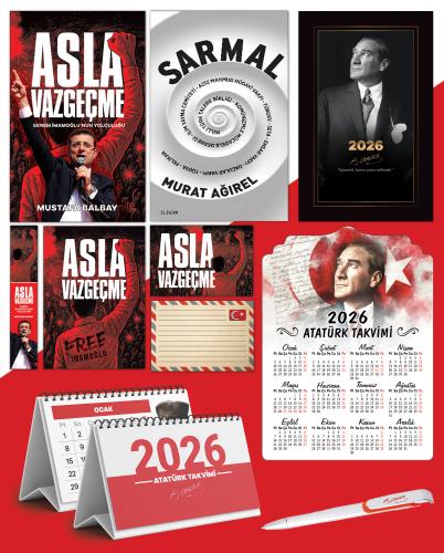 Asla Vazgeçme - Ayraç - Kartpostal - Poster - Sarmal -  2026 Ajanda İstikbal - İstikbal Ahşap Duvar Takvimi - Masa Takvimi