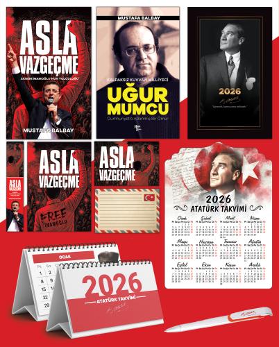 Asla Vazgeçme - Ayraç - Kartpostal - Poster - Uğur Mumcu -  2026 Ajanda İstikbal - İstikbal Ahşap Duvar Takvimi - Masa Takvimi