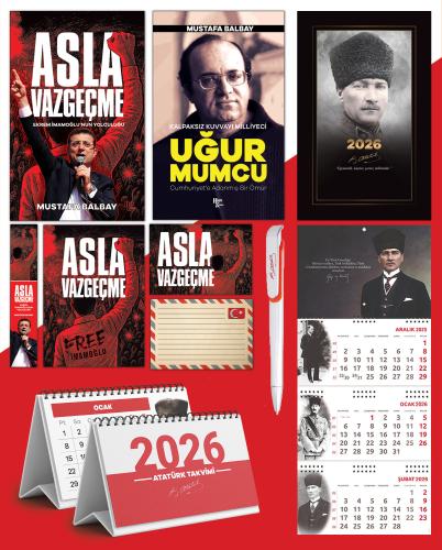 Asla Vazgeçme - Ayraç - Kartpostal - Poster - Uğur Mumcu -  2026 Ajanda Komutan - Gazi Duvar Takvimi - Masa Takvimi