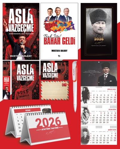 Asla Vazgeçme - Ayraç - Kartpostal - Poster Ve Bak İşte bahar Geldi -  2026 Ajanda Komutan - Gazi Duvar Takvimi - Masa Takvimi