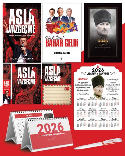 Asla Vazgeçme - Ayraç - Kartpostal - Poster Ve Bak İşte bahar Geldi -  2026 Ajanda Komutan - Kalpaklı Ahşap Duvar Takvimi - Masa Takvimi
