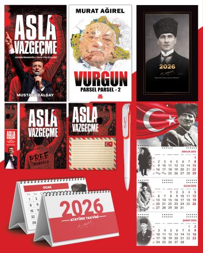 Asla Vazgeçme - Ayraç - Kartpostal - Poster - Vurgun - Parsel Parsel 2 -  2026 Ajanda Kalpaklı - Ay Yıldız Duvar Takvimi - Masa Takvimi