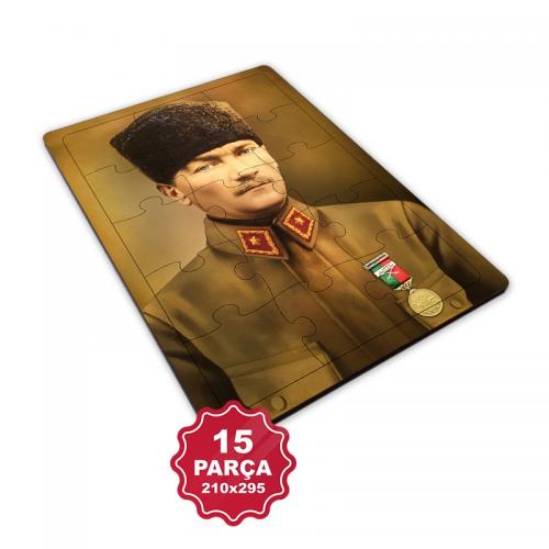 Atatürk 15 Parça Büyük Ahşap Puzzle Model 1 - Halkkitabevi