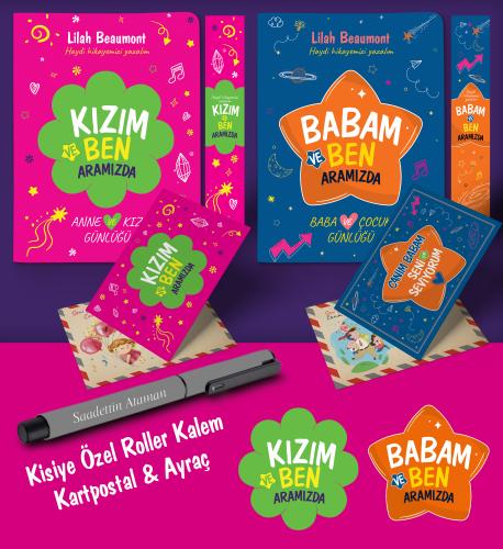Baba - Kız Aramızda Ayraç Kartpostal Kişiye Özel Kalem - Gri
