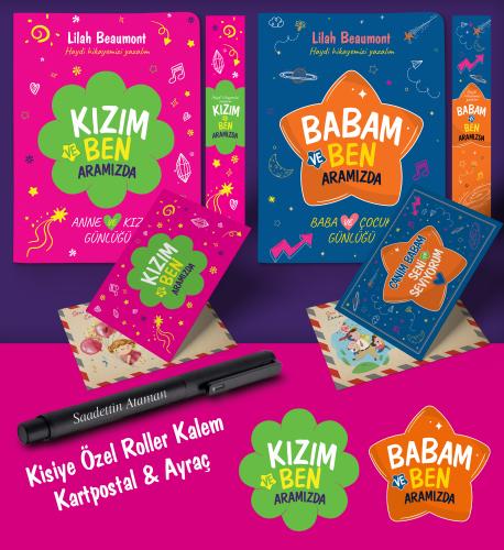 Baba - Kız Aramızda Ayraç Kartpostal Kişiye Özel Kalem - Siyah