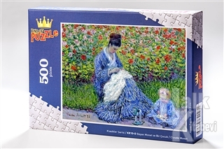 Bayan Monet ve Bir Çocuk - Claude Monet (500 Parça) - Ahşap Puzzle Klasikler Serisi - (KR10-D)