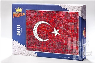 Bayrak Mozaik (500 Parça) - Ahşap Puzzle Türkiye Serisi - (TR06-D)