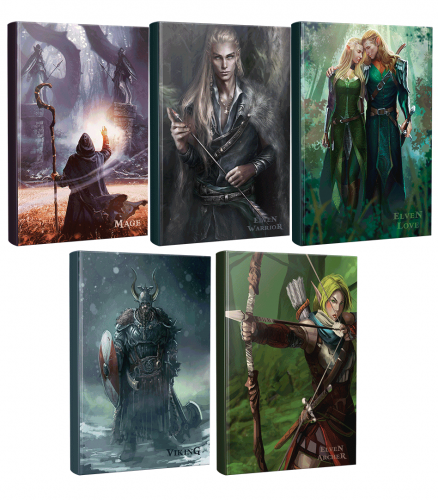Beşli Fantastik Defter Seti - Elven Warrior - Elven Love - Viking - Elven Archer - Mage