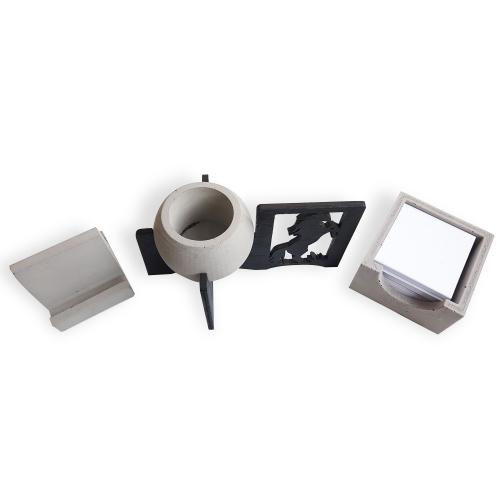 Beton Ofis Seti - Telefon ve Kartvizitlik, Standlı Küre Beton Saksı, B