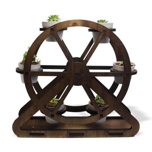 Beton Saksılı Ahşap Dönme Dolap Çiçeklik - Halkkitabevi