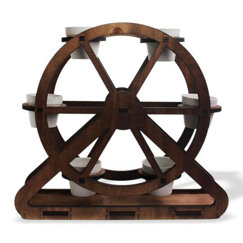 Beton Saksılı Ahşap Dönme Dolap Çiçeklik - Halkkitabevi