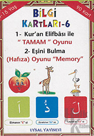 Bilgi Kartları - 6 - 1. Kur'an Elifbası ile Tamam Oyunu 2. Eşini Bulma (Hafıza) Oyunu Memory