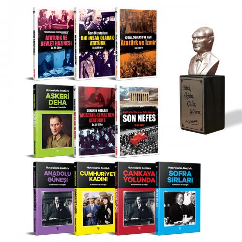 Bir İnsan Olarak Atatürk Seti - 10 Kitap ve Atatürk Büstü Bronz