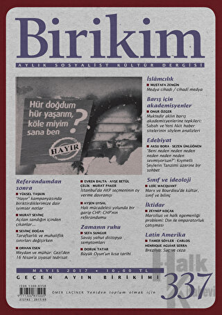 Birikim Aylık Sosyalist Kültür Dergisi Sayı: 337 Mayıs 2017 - Halkkita