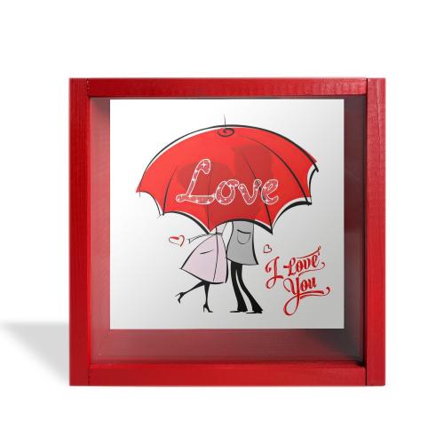 Camlı Ahşap Kumbara Kırmızı Şemsiyeli Love "Kırmızı" - Halkkitabevi