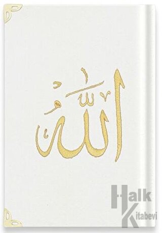 Çanta Boy Kadife Kur'an-ı Kerim (Beyaz, Nakışlı, Yaldızlı, Mühürlü) - A3 Beyaz (Ciltli)