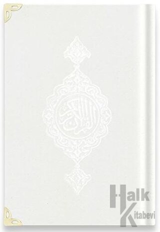 Çanta Boy Kadife Kur'an-ı Kerim (Beyaz, Yaldızlı, Mühürlü) - A3 Beyaz (Ciltli)