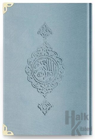 Çanta Boy Kadife Kur'an-ı Kerim (Mavi, Yaldızlı, Mühürlü) - M1 Gökyüzü Mavi (Ciltli)