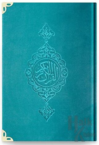 Çanta Boy Kadife Kur'an-ı Kerim (Turkuaz, Yaldızlı, Mühürlü) - 97 Turkuaz (Ciltli)