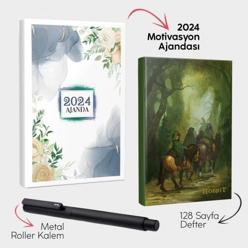 Cennet 2024 Motivasyon Ajandası - Hobbit Defter ve Metal Roller Kalem