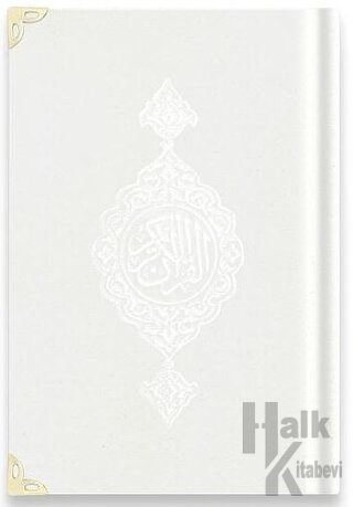 Cep Boy Kadife Kur'an-ı Kerim (Beyaz, Yaldızlı, Mühürlü) - A3 Beyaz (C