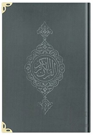 Cep Boy Kadife Kur'an-ı Kerim (Koyu Gri, Yaldızlı, Mühürlü) - 1025 Koy