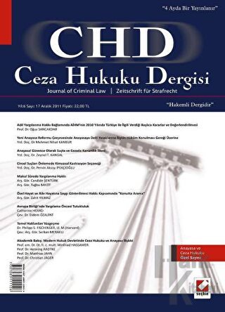Ceza Hukuku Dergisi Sayı:17 Aralık 2011 - Halkkitabevi
