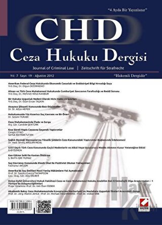 Ceza Hukuku Dergisi Sayı:19 Ağustos 2012 - Halkkitabevi