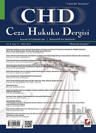Ceza Hukuku Dergisi Sayı: 21 Nisan 2013 - Halkkitabevi