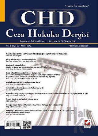 Ceza Hukuku Dergisi Sayı:23 Aralık 2013 - Halkkitabevi