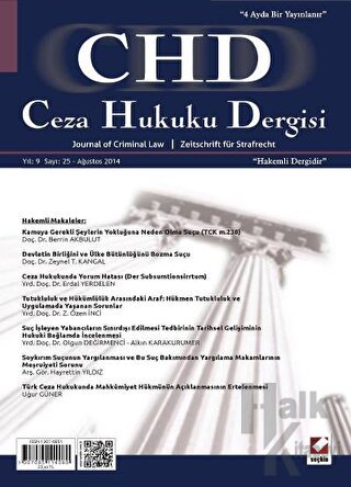 Ceza Hukuku Dergisi Sayı:25 Ağustos 2014 - Halkkitabevi