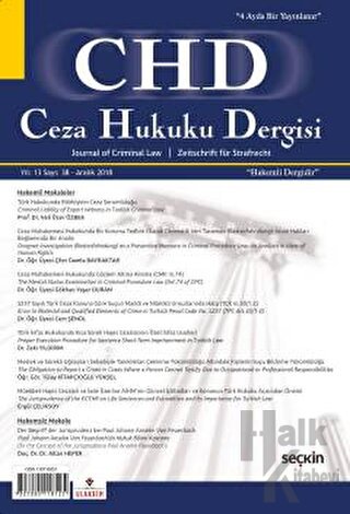 Ceza Hukuku Dergisi Sayı: 38 - Aralık 2018 - Halkkitabevi